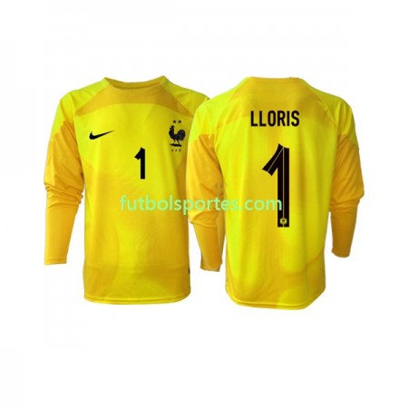Camiseta Francia Hugo Lloris 1 Portero Tercera Equipación Copa Mundo 2022 Manga Larga
